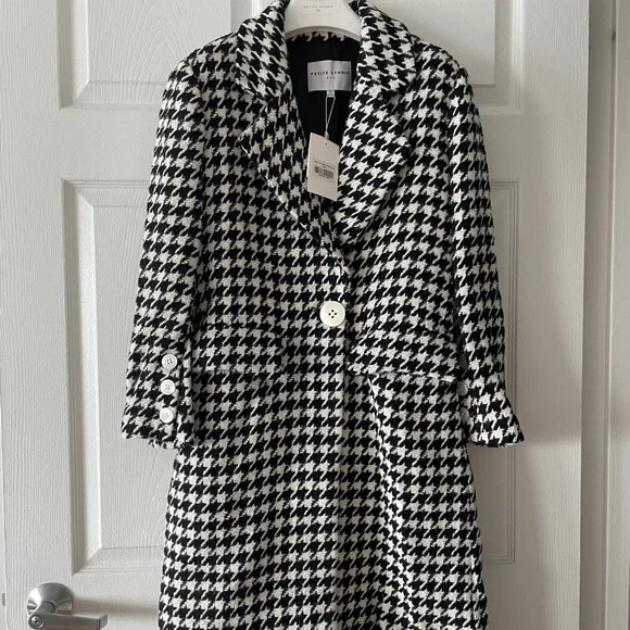 Petite Studio Black/white Plaid Long Coat Size XS - Picture 2 of 10